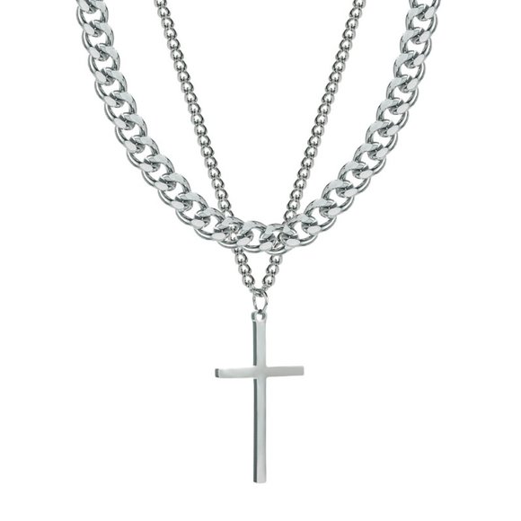 Cholet  Necklace Layered with Cross - Picture 1 of 2